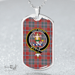 ScottishPlaid Murray of Abercairney Weathered Clan Tartan Dog Tag Necklace - Crest Classic Scottish Plaid Tartan Plaid