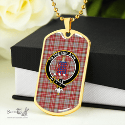 ScottishPlaid Ogilvie #2 Clan Tartan Dog Tag Necklace - Crest Classic Scottish Plaid Tartan Plaid