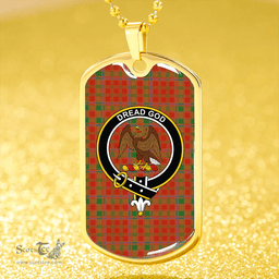 ScottishPlaid Munro (Logan) Ancient Clan Tartan Dog Tag Necklace - Crest Classic Scottish Plaid Tartan Plaid