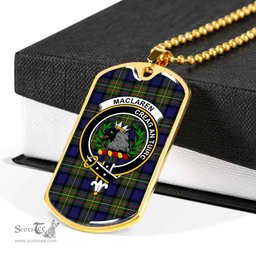 Scottish MacLaren Clan Tartan Dog Tag Necklace - Crest Classic Scottish Plaid Tartan Plaid
