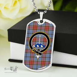 ScottishPlaid Traill (Trayle) Ancient Clan Tartan Dog Tag Necklace - Crest Classic Scottish Plaid Tartan Plaid