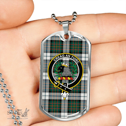 ScottishPlaid MacLaren Dress #2 Modern Clan Tartan Dog Tag Necklace - Crest Classic Scottish Plaid Tartan Plaid