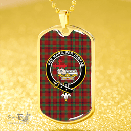 ScottishPlaid MacDonald of Aird & Valley (Donald of Aird & Valley) Modern Clan Tartan Dog Tag Necklace - Crest Classic Scottish Plaid Tartan Plaid