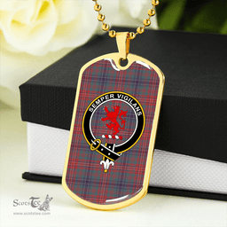 ScottishPlaid Wilson Weathered Clan Tartan Dog Tag Necklace - Crest Classic Scottish Plaid Tartan Plaid