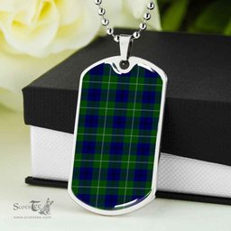 Scottish Oliphant Modern Clan Tartan Dog Tag Necklace - Classic Scottish Plaid Tartan Plaid
