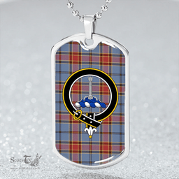 ScottishPlaid Traill (Trayle) Ancient Clan Tartan Dog Tag Necklace - Crest Classic Scottish Plaid Tartan Plaid