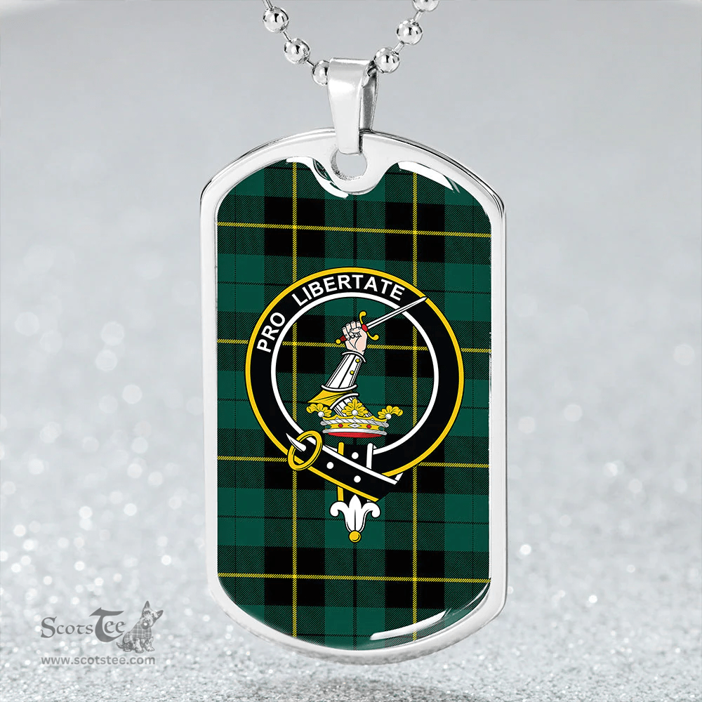 ScottishPlaid Wallace Hunting (Wallas Hunting) Modern Clan Tartan Dog Tag Necklace - Crest Classic Scottish Plaid Tartan Plaid