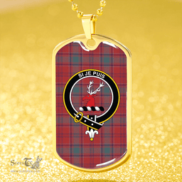 ScottishPlaid MacLintock Weathered Clan Tartan Dog Tag Necklace - Crest Classic Scottish Plaid Tartan Plaid