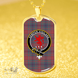 ScottishPlaid Wilson Weathered Clan Tartan Dog Tag Necklace - Crest Classic Scottish Plaid Tartan Plaid