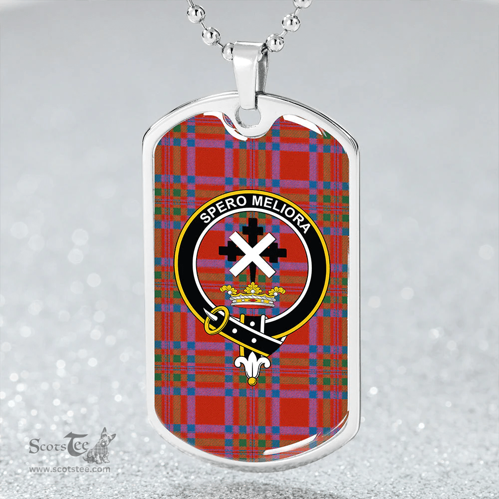 ScottishPlaid Moffat District Ancient Clan Tartan Dog Tag Necklace - Crest Classic Scottish Plaid Tartan Plaid
