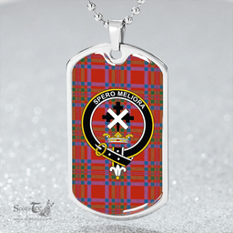 ScottishPlaid Moffat District Ancient Clan Tartan Dog Tag Necklace - Crest Classic Scottish Plaid Tartan Plaid