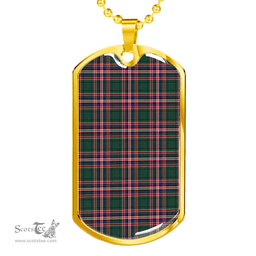 Scottish MacFarlane Hunting Modern Clan Tartan Dog Tag Necklace - Classic Scottish Plaid Tartan Plaid