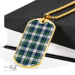 Scottish Gordon Dress Ancient Clan Tartan Dog Tag Necklace - Classic Scottish Plaid Tartan Plaid