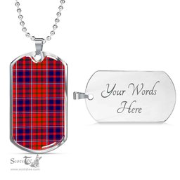 Scottish Cameron of Lochiel Modern Clan Tartan Dog Tag Necklace - Classic Scottish Plaid Tartan Plaid