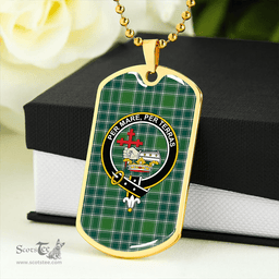 ScottishPlaid MacDonald Lord of the Isles; Hunting Ancient Clan Tartan Dog Tag Necklace - Crest Classic Scottish Plaid Tartan Plaid