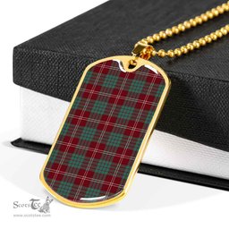 Scottish Crawford Modern Clan Tartan Dog Tag Necklace - Classic Scottish Plaid Tartan Plaid