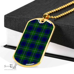 Scottish Oliphant Modern Clan Tartan Dog Tag Necklace - Classic Scottish Plaid Tartan Plaid