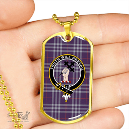 ScottishPlaid Thomson Navy (Thompson Navy) Weathered Clan Tartan Dog Tag Necklace - Crest Classic Scottish Plaid Tartan Plaid