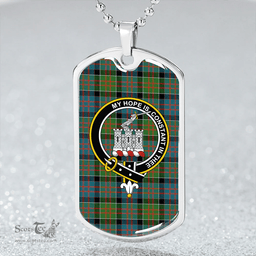 ScottishPlaid MacDonald of Clanranald #2 (Donald of Clanranald; #2) Ancient Clan Tartan Dog Tag Necklace - Crest Classic Scottish Plaid Tartan Plaid
