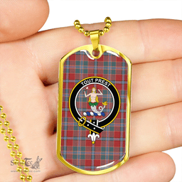 ScottishPlaid Murray of Abercairney Weathered Clan Tartan Dog Tag Necklace - Crest Classic Scottish Plaid Tartan Plaid