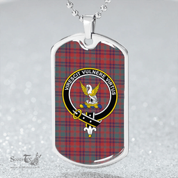 ScottishPlaid Stewart of Killiecrankie Weathered Clan Tartan Dog Tag Necklace - Crest Classic Scottish Plaid Tartan Plaid