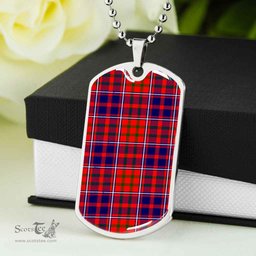 Scottish Cameron of Lochiel Modern Clan Tartan Dog Tag Necklace - Classic Scottish Plaid Tartan Plaid