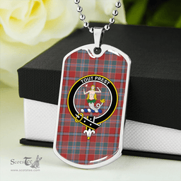 ScottishPlaid Murray of Abercairney Weathered Clan Tartan Dog Tag Necklace - Crest Classic Scottish Plaid Tartan Plaid