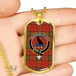 ScottishPlaid MacDonell of Keppoch Modern Clan Tartan Dog Tag Necklace - Crest Classic Scottish Plaid Tartan Plaid
