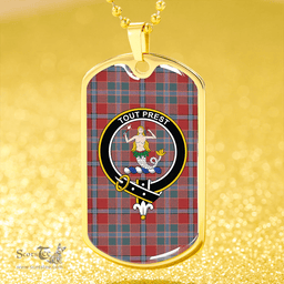 ScottishPlaid Murray of Abercairney Weathered Clan Tartan Dog Tag Necklace - Crest Classic Scottish Plaid Tartan Plaid