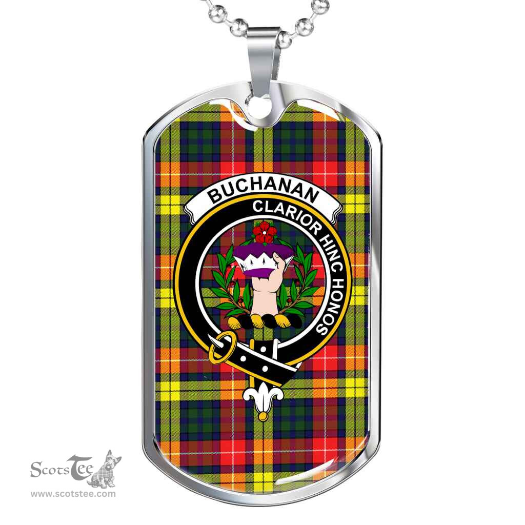 Scottish Buchanan Clan Tartan Dog Tag Necklace - Crest Classic Scottish Plaid Tartan Plaid