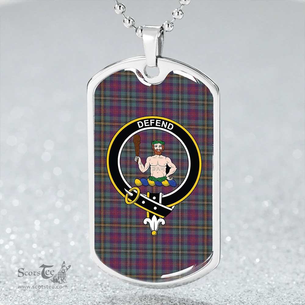 ScottishPlaid Wood Weathered Clan Tartan Dog Tag Necklace - Crest Classic Scottish Plaid Tartan Plaid