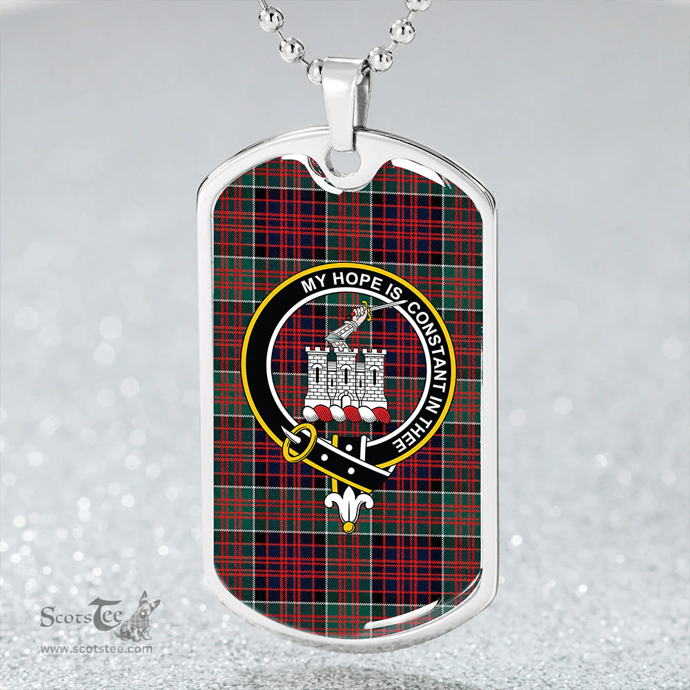 ScottishPlaid MacDonald of Clanranald (Donald of Clanranald) Modern Clan Tartan Dog Tag Necklace - Crest Classic Scottish Plaid Tartan Plaid