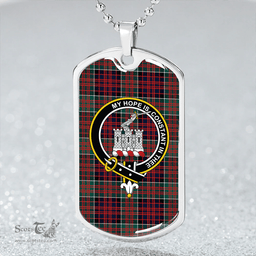 ScottishPlaid MacDonald of Clanranald (Donald of Clanranald) Modern Clan Tartan Dog Tag Necklace - Crest Classic Scottish Plaid Tartan Plaid