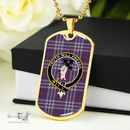 ScottishPlaid Thomson Navy (Thompson Navy) Weathered Clan Tartan Dog Tag Necklace - Crest Classic Scottish Plaid Tartan Plaid