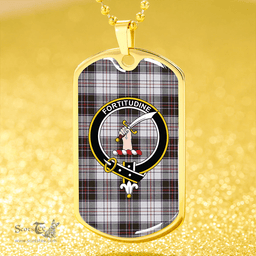 ScottishPlaid Scott MacRae Weathered Clan Tartan Dog Tag Necklace - Crest Classic Scottish Plaid Tartan Plaid