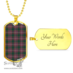 Scottish MacFarlane Hunting Modern Clan Tartan Dog Tag Necklace - Classic Scottish Plaid Tartan Plaid