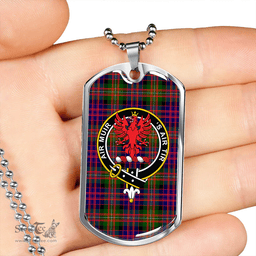 ScottishPlaid MacDonnell Clan Tartan Dog Tag Necklace - Crest Classic Scottish Plaid Tartan Plaid