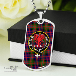 ScottishPlaid MacDonnell Clan Tartan Dog Tag Necklace - Crest Classic Scottish Plaid Tartan Plaid