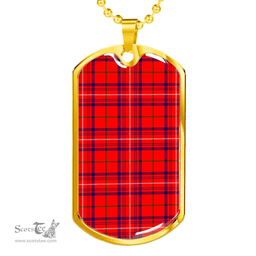 Scottish Rose Modern Clan Tartan Dog Tag Necklace - Classic Scottish Plaid Tartan Plaid