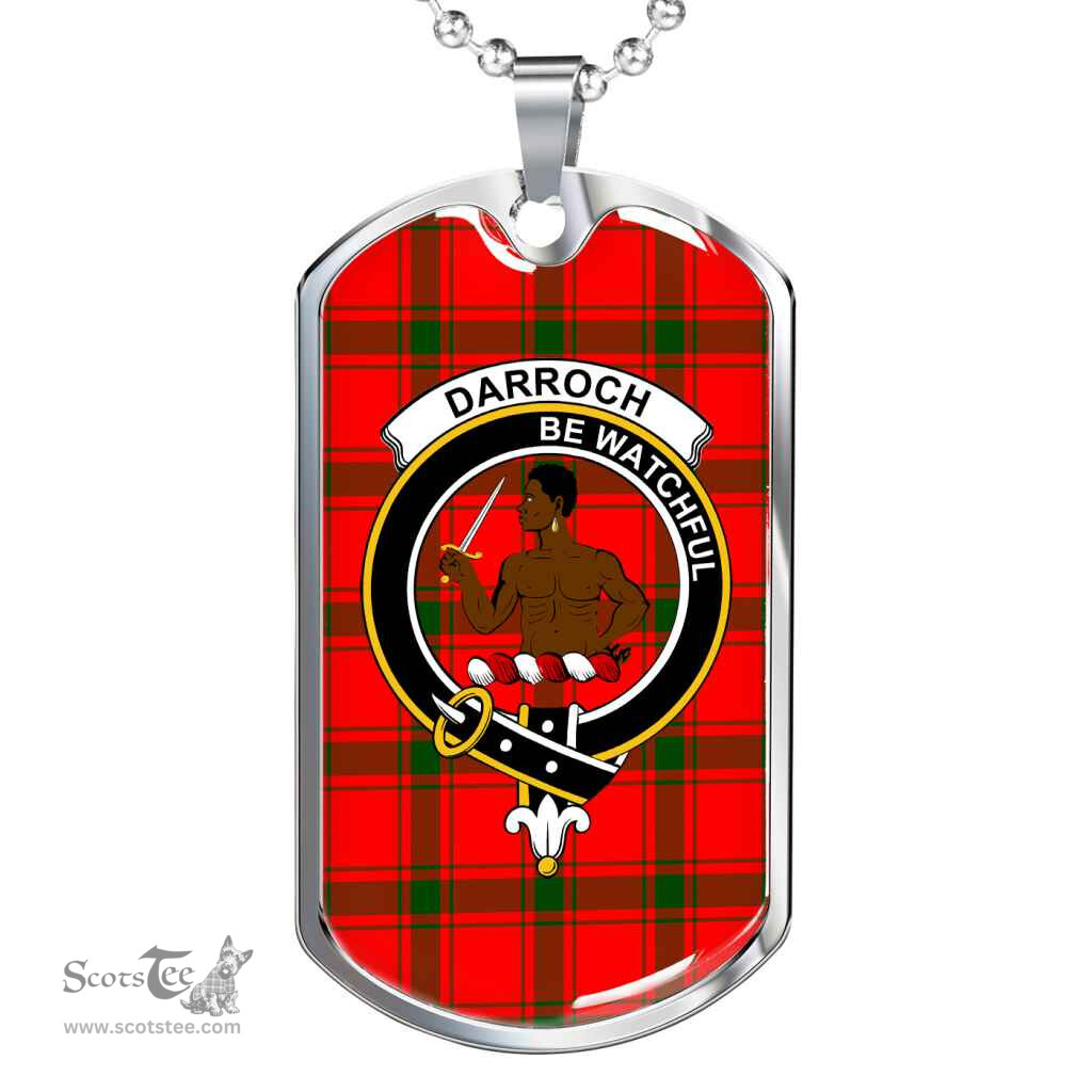 Scottish Darroch (Gourock) Clan Tartan Dog Tag Necklace - Crest Classic Scottish Plaid Tartan Plaid