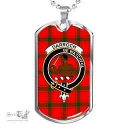 Scottish Darroch (Gourock) Clan Tartan Dog Tag Necklace - Crest Classic Scottish Plaid Tartan Plaid