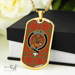 ScottishPlaid Munro (Logan) Ancient Clan Tartan Dog Tag Necklace - Crest Classic Scottish Plaid Tartan Plaid