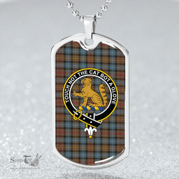 ScottishPlaid Smith (MacGowan Hunting) Weathered Clan Tartan Dog Tag Necklace - Crest Classic Scottish Plaid Tartan Plaid