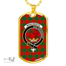 Scottish Moncrieffe Clan Tartan Dog Tag Necklace - Crest Classic Scottish Plaid Tartan Plaid