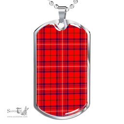 Scottish Rose Modern Clan Tartan Dog Tag Necklace - Classic Scottish Plaid Tartan Plaid