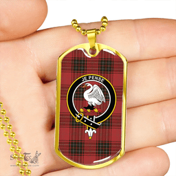 ScottishPlaid Wemyss Weathered Clan Tartan Dog Tag Necklace - Crest Classic Scottish Plaid Tartan Plaid