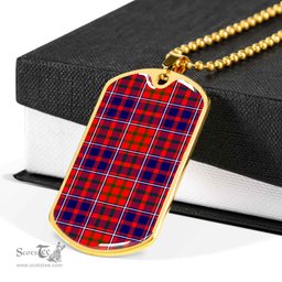 Scottish Cameron of Lochiel Modern Clan Tartan Dog Tag Necklace - Classic Scottish Plaid Tartan Plaid