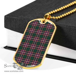 Scottish MacFarlane Hunting Modern Clan Tartan Dog Tag Necklace - Classic Scottish Plaid Tartan Plaid