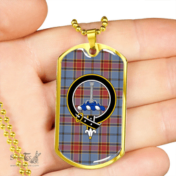 ScottishPlaid Traill (Trayle) Ancient Clan Tartan Dog Tag Necklace - Crest Classic Scottish Plaid Tartan Plaid