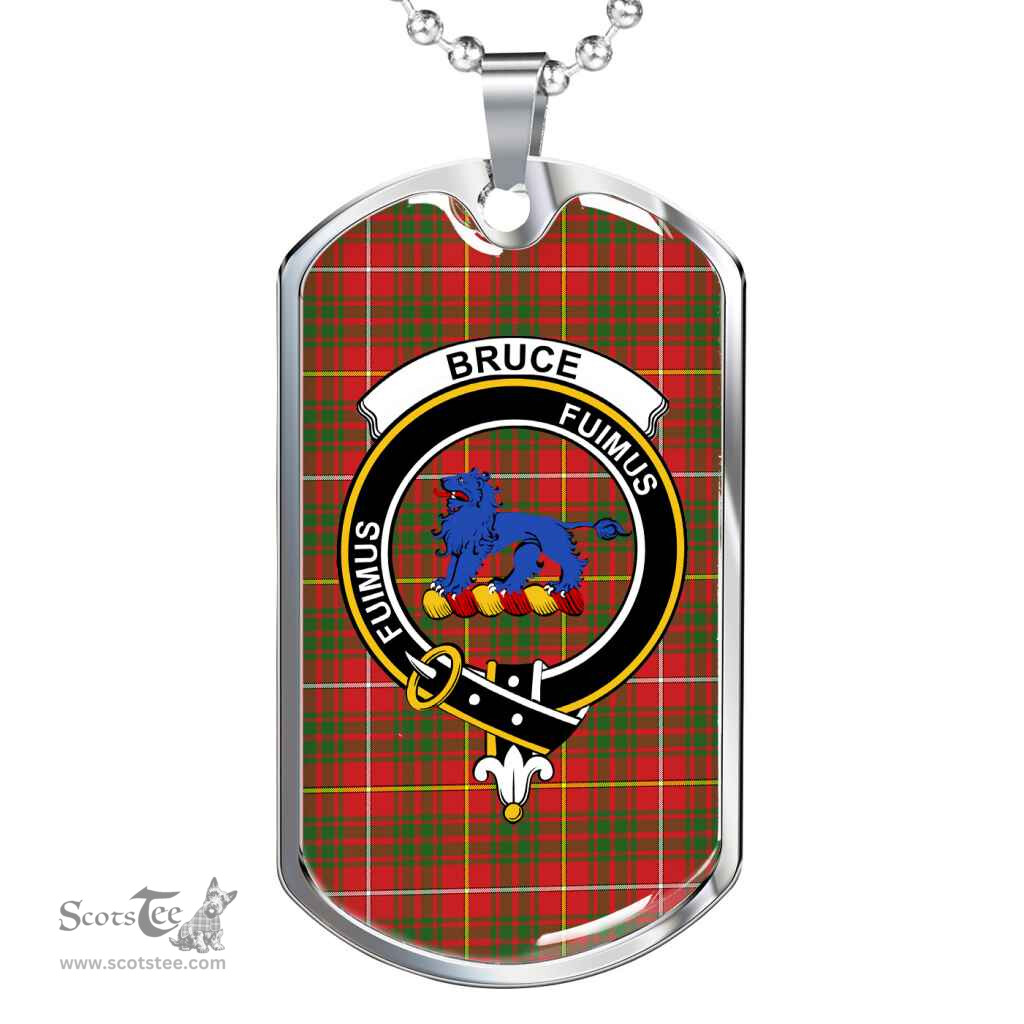 Scottish Bruce Clan Tartan Dog Tag Necklace - Crest Classic Scottish Plaid Tartan Plaid